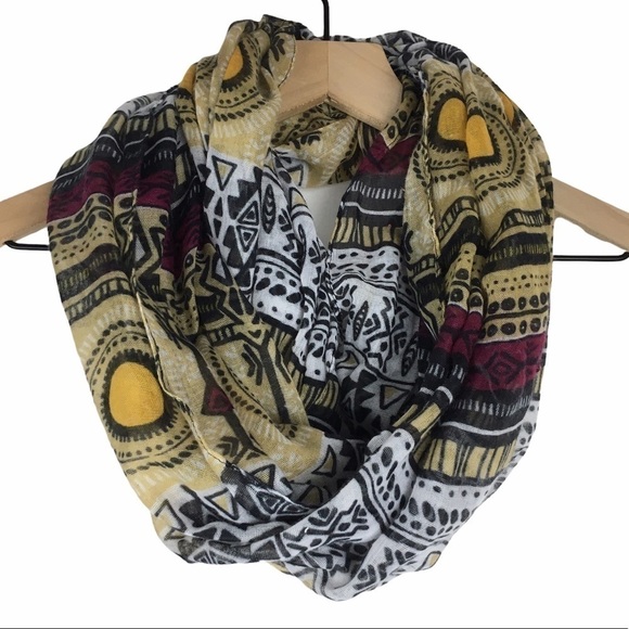 CAPELLI Scarf Infinity Aztec Southwestern Boho Sheer Lightweight Mudcloth Style - Picture 10 of 10